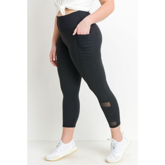 Mono B Pants - Moto Ribbed Full Leggings with Leggings and Pocket